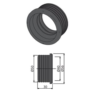 Gummiovergang 50mm (utv) til 40mm (innv) EcoBad