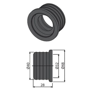 Gummiovergang 40mm (utv) til 32mm (innv) EcoBad
