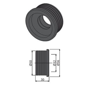 Gummiovergang 50mm (utv) til 32mm (innv) EcoBad