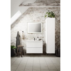 Emma 80cm hvit matt møbel med høyskap og Hopra speil