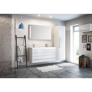 Ingrid Hvit matt 120cm med speil og høyskap 40