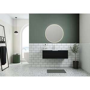 Selma eik svartmøbel 120cm med held.servant og speil