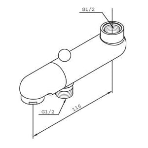 Utløpstut for badekar med omkaster for dusj, krom