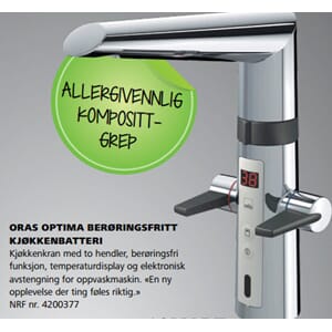 OPTIMA KJØKKENBATTERI 230/5V MED DISPLAY MED HØY TUT