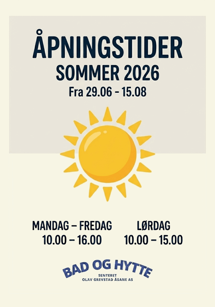 Åpningstider Sommer 2026